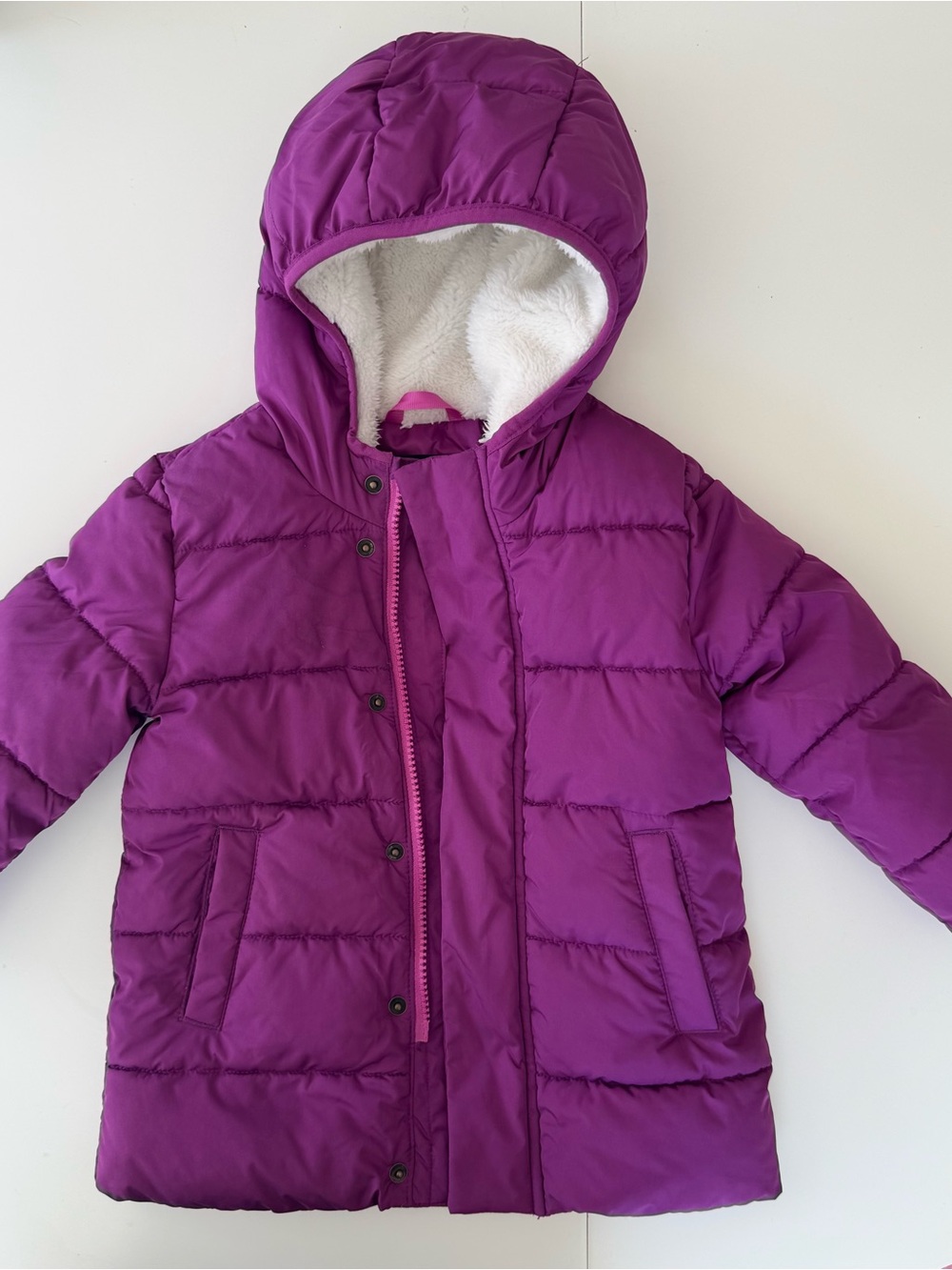 Primary Kids Bright Magenta Hooded Puffer Jacket